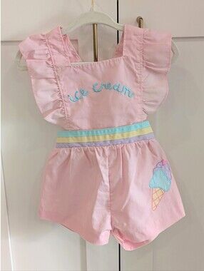 Vintage Pink 'Ice Cream' Ruffle Romper